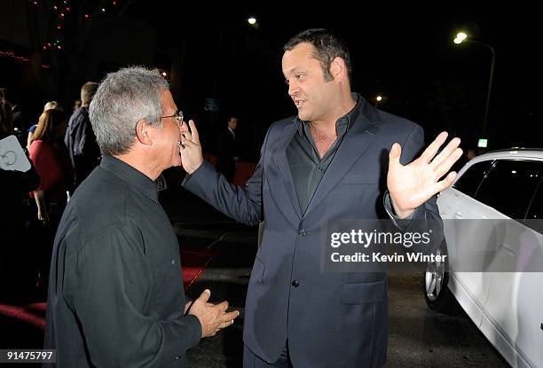 Universal Studios President/COO Ron Meyer and Writer/Actor Vince Vaughn arrive at the Premiere Of Universal Pictures' "Couples Retreat" held at...