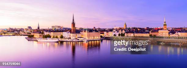 riddarholmen and gamla stan skyline in stockholm at twilight, sweden - stockholm stock pictures, royalty-free photos & images