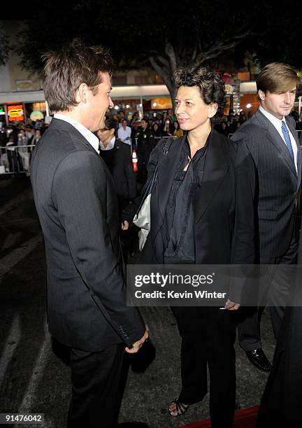 Actor Jason Bateman and Universal Pictures Co-Chairman Donna Langley arrives at the Premiere Of Universal Pictures' "Couples Retreat" held at Mann's...