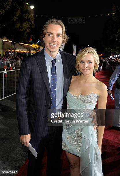 Actor Dax Shepard and Actress Kristen Bell arrive at the Premiere Of Universal Pictures' "Couples Retreat" held at Mann's Village Theatre on October...