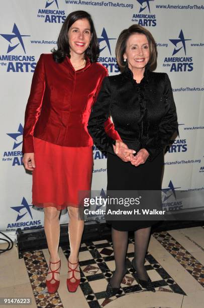 Filmmaker Alexandra Pelosi and Speaker of the House Nancy Pelosi attend the 2009 National Arts Awards at Cipriani 42nd Street on October 5, 2009 in...