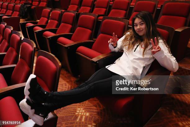 United States snowboarder Hailey Langland attends a press conference at the Main Press Centre during previews ahead of the PyeongChang 2018 Winter...