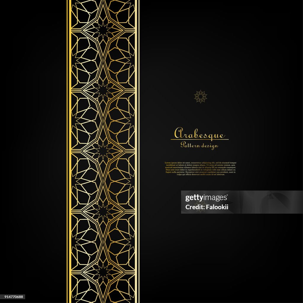 Arabesque islamic pattern classic gold background border vector