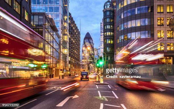 financial district in london at dusk - london stock pictures, royalty-free photos & images
