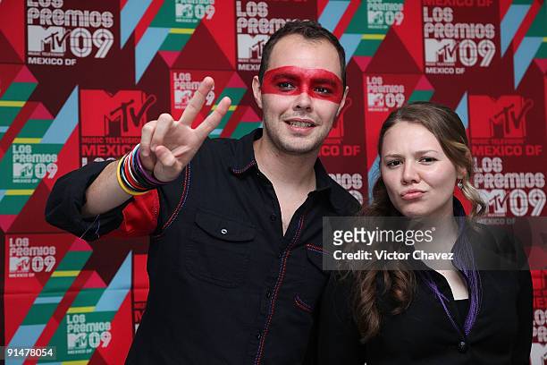 Pop Duo Jesse & Joy attends a photo call and press conference during the Los Premios MTV 2009 Mexico at the Hipodromo De Las Americas on October 5,...