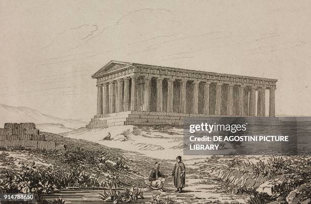 Theseion or Temple of Hephaestus, Athens, Greece, engraving by Ollivier from Grece, by Francois Pouqueville , L'Univers pittoresque, Europe,...