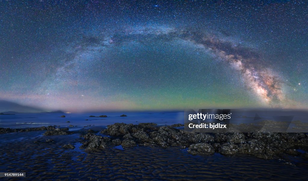 Milky way over the seacost