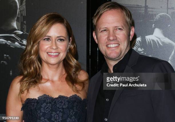 Actress Jenna Fischer and Director Lee Kirk attend the premiere of "The 15:17 To Paris" at Warner Bros. Studios on February 5, 2018 in Burbank,...