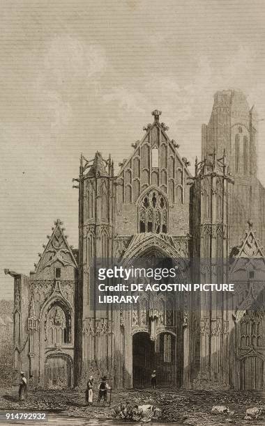Saint-Pierre Church, Senlis, France, engraving by Lemaitre from France, troiseme partie, L'Univers pittoresque, published by Firmin Didot Freres,...