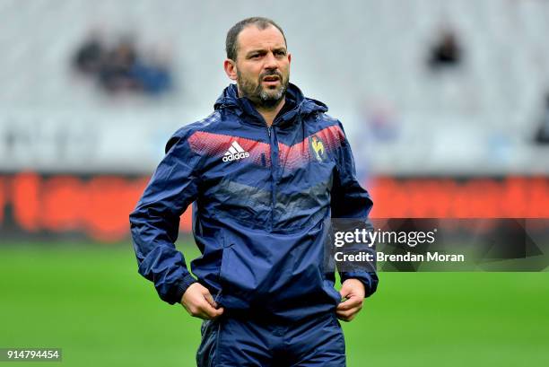 Paris , France - 3 February 2018; France backs coach Jean Baptiste Elissalde prior to the NatWest Six Nations Rugby Championship match between France...