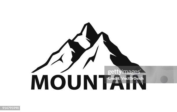 mountain logo silhouette in black color - mountain climbing icon stock illustrations