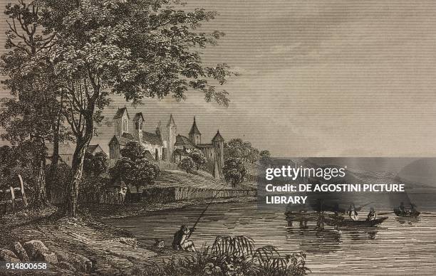 Rapperswil-Jona on Lake Zurich, Canton of St Gallen, Switzerland, engraving by Rouargue from Histoire et description de la Suisse et du Tyrol, by...