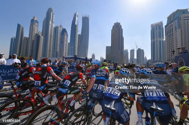 5th Tour Dubai 2018 / Stage 1 Start / Christopher Williams of Australia, Brian Kamstra of The Netherlands, Quentin Valognes of France / Team Novo...