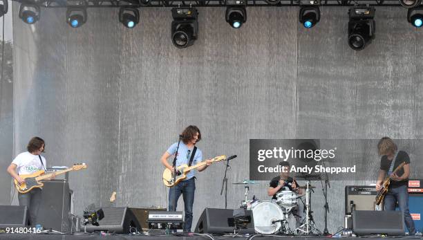 Nick O'Malley, Alex Turner, Matthew Helders and Jamie Cook of Arctic Monkeys perform on stage on Day 3 of Austin City Limits Festival 2009 at Zilker...