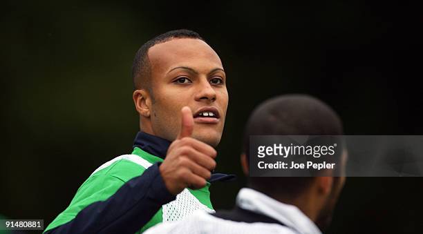 Younes Kaboul during a Portsmouth FC training session at their Eastleigh training ground, on October 6, 2009 in Eastleigh, England.