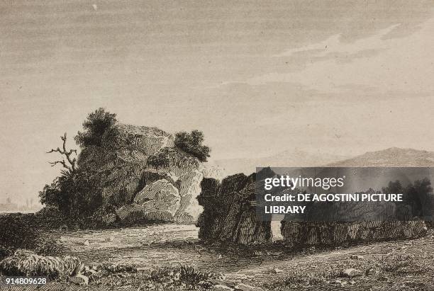 Ancient burial monuments in Alsace, Germany, engraving by Lemaitre and Arnout from Allemagne by Philippe Le Bas , L'Univers pittoresque, Europe,...
