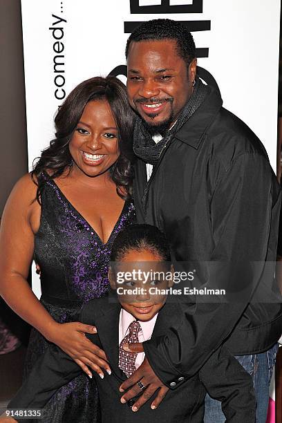 Actors Sherri Shepherd, Malcolm-Jamal Warner and Brandon Khalil attend the "Sherri" launch party at the Empire Hotel on October 5, 2009 in New York...
