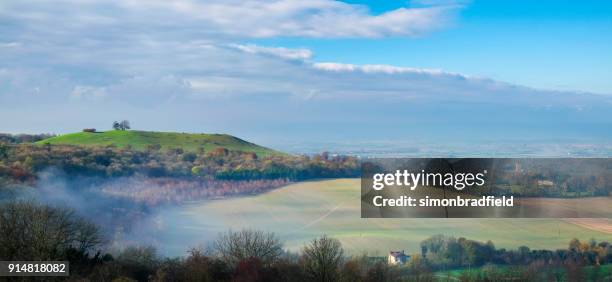 otoño en la colina de coombe en el chilterns, buckinghamshire - buckinghamshire fotografías e imágenes de stock