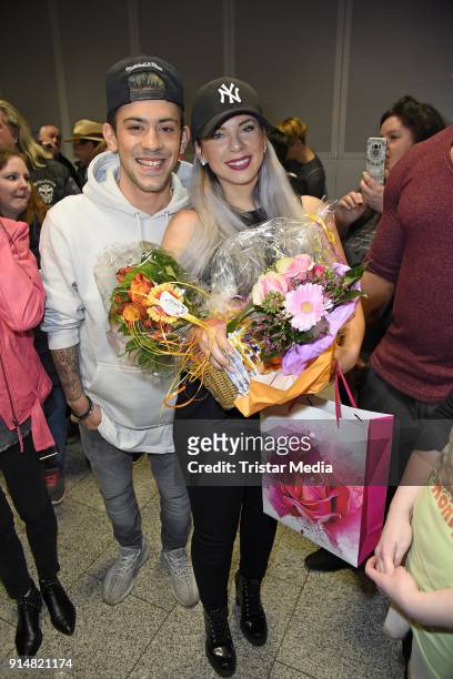 Jenny Frankhauser and Daniele Negroni return from 'I'm a Celebrity - Get Me Out Of Here!' in Australia at Frankfurt International Airport on February...