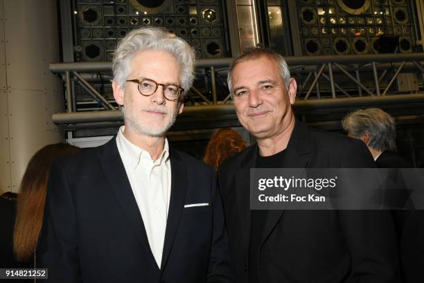 Santiago Amigorena and Laurent Cantet attend the 23th Lumieres Awards Ceremony at IMA on February 5, 2018 in Paris, France.