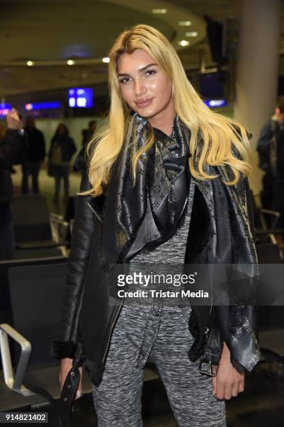 Giuliana Farfalla returns from 'I'm a Celebrity - Get Me Out Of Here!' in Australia at Frankfurt International Airport on February 6, 2018 in...