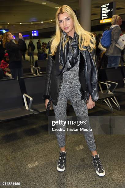 Giuliana Farfalla returns from 'I'm a Celebrity - Get Me Out Of Here!' in Australia at Frankfurt International Airport on February 6, 2018 in...