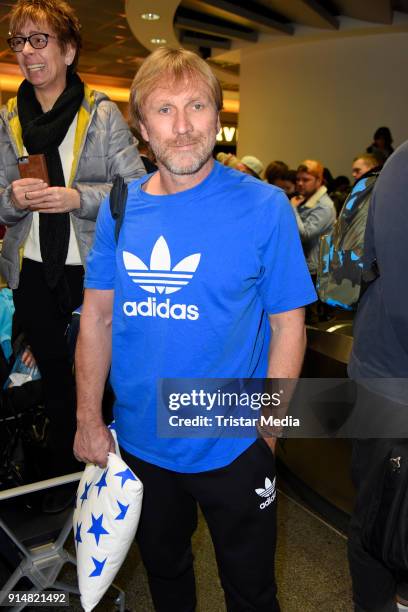 Ansgar Brinkmann returns from 'I'm a Celebrity - Get Me Out Of Here!' in Australia at Frankfurt International Airport on February 6, 2018 in...