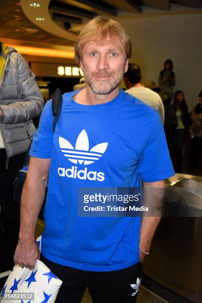 Ansgar Brinkmann returns from 'I'm a Celebrity - Get Me Out Of Here!' in Australia at Frankfurt International Airport on February 6, 2018 in...