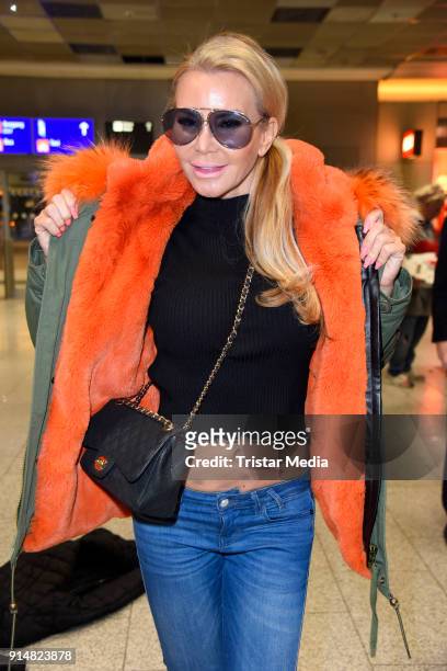 Tatjana Gsell returns from 'I'm a celebrity- Get Me Out Of Here!' in Australia at Frankfurt International Airport on February 6, 2018 in Frankfurt,...