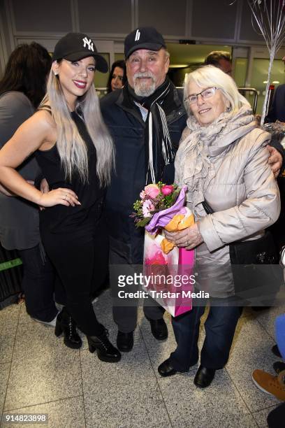Jenny Frankhauser and her grandparents return from 'I'm a celebrity- Get Me Out Of Here!' in Australia at Frankfurt International Airport on February...