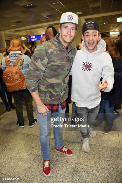 David Friedrich and Daniele Negroni return from 'I'm a celebrity- Get Me Out Of Here!' in Australia at Frankfurt International Airport on February 6,...