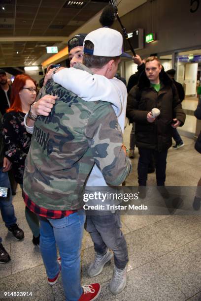 David Friedrich and Daniele Negroni return from 'I'm a celebrity- Get Me Out Of Here!' in Australia at Frankfurt International Airport on February 6,...
