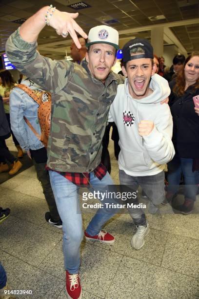 David Friedrich and Daniele Negroni return from 'I'm a celebrity- Get Me Out Of Here!' in Australia at Frankfurt International Airport on February 6,...