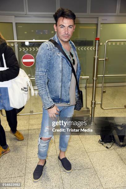 Matthias Mangiapane returns from 'I'm a celebrity- Get Me Out Of Here!' in Australia at Frankfurt International Airport on February 6, 2018 in...