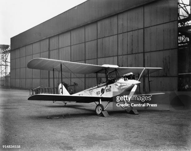 Red Rose', the Avro Avian belonging to American aviator Captain William Newton Lancaster, aka Bill Lancaster , at Croydon Aerodrome, UK, October 1927.