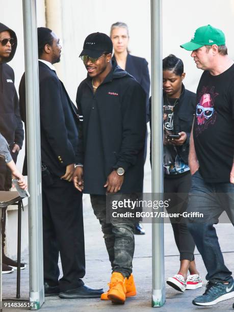 Corey Clement is seen arriving at 'Jimmy Kimmel Live' on February 05, 2018 in Los Angeles, California.