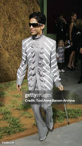 Prince attends the Chanel Pret a Porter show as part of the Paris Womenswear Fashion Week Spring/Summer 2010 at the Grand Palais on October 6, 2009...