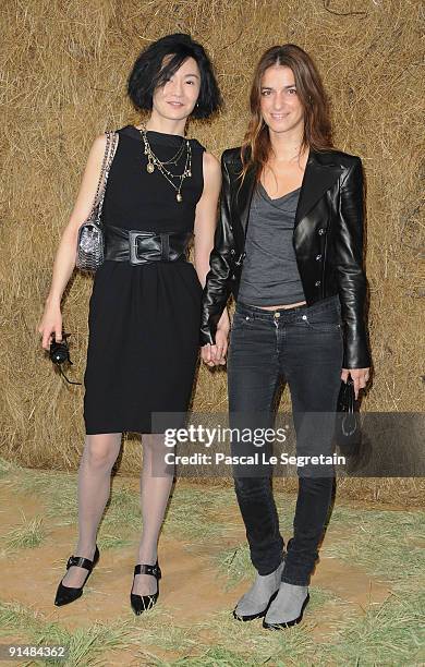 Maggie Cheung and Joana Preiss arrive to attend the Chanel Pret a Porter show as part of the Paris Womenswear Fashion Week Spring/Summer 2010 at...