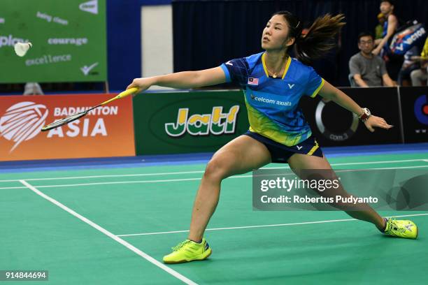 Soniia Cheah of Malaysia competes against Thi Trang Vu of Vietnam during the E-Plus Badminton Asia Team Championships 2018 at Sultan Abdul Halim...