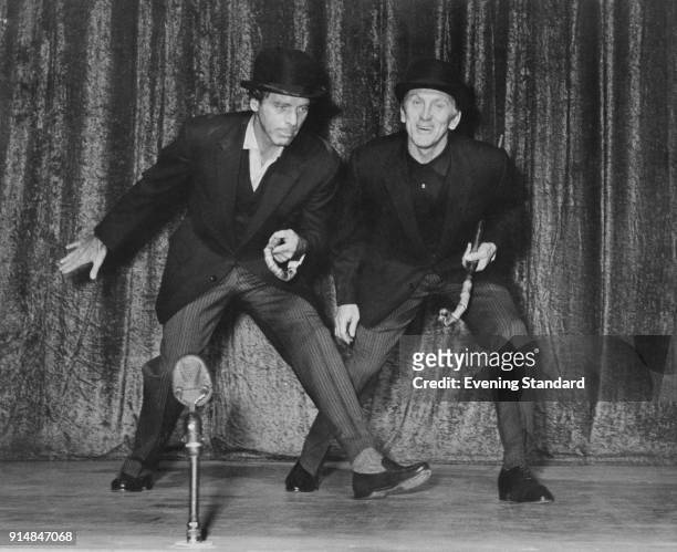 American actors Burt Lancaster and Kirk Douglas during a rehearsal for 'Night of 100 Stars' at the London Palladium, UK, July 1958.