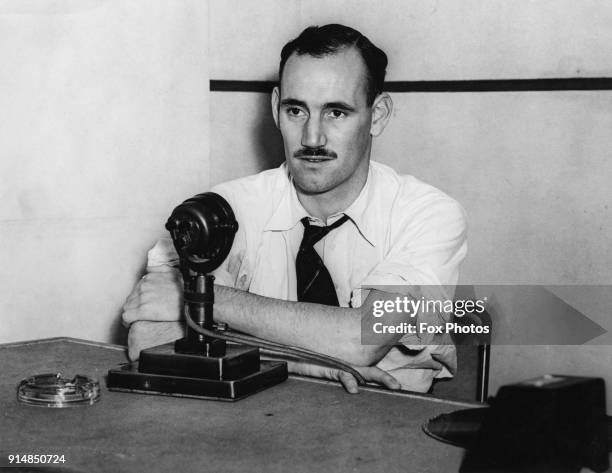 British seaman Frank Laskier makes one of his popular broadcasts during World War II, circa 1942. A gunner in the Merchant Navy, Laskier's ship was...