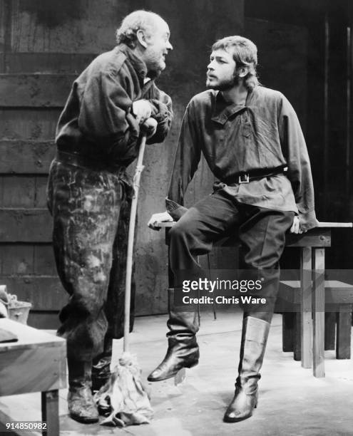 Leigh Lawson as Yanek and James Berwick as Foka, during a rehearsal for the play 'The Price of Justice', based on the work 'Les Justes', or 'The Just...