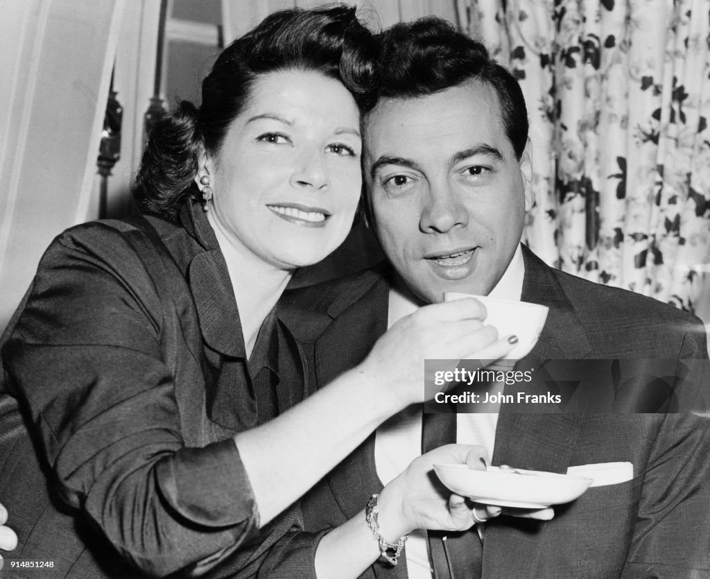 American tenor Mario Lanza and his wife Betty have their morning