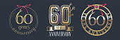 60 years anniversary vector icon set