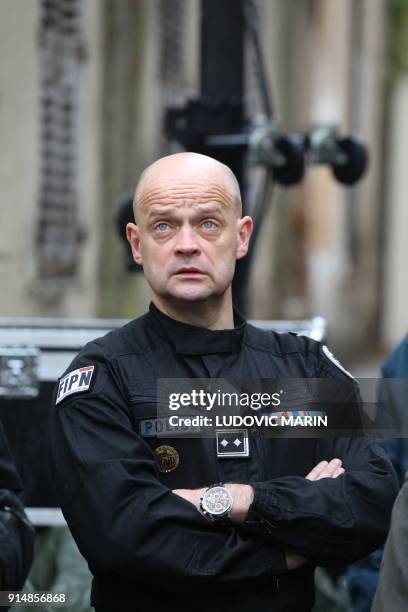 Raid police unit director Jean Baptiste Dulion attends the ceremony in tribute to slain French prefect Claude Erignac on February 6, 2018 in Ajaccio,...