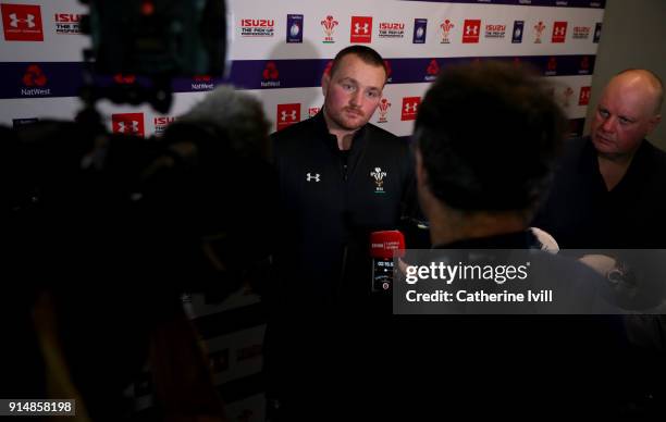 Ken Owens of Wales speaks to the media during a press conference at Vale of Glamorgan on February 6, 2018 in Cardiff, Wales.