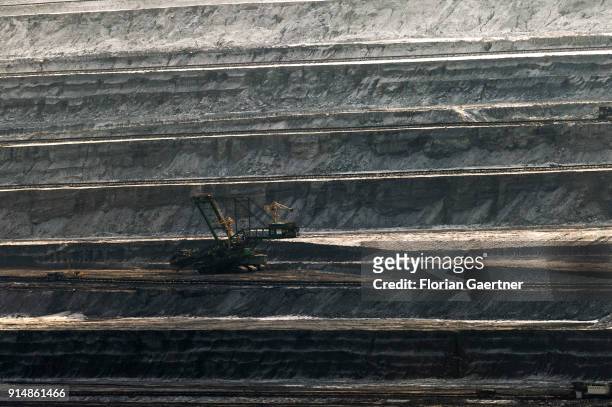 View to the surface mining near the german-polish-czech border triangle on February 05, 2018 in Bogatynia, Poland.