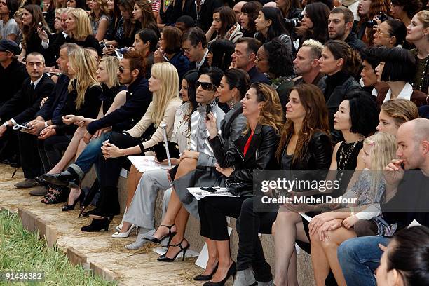 Claudia Schiffer, Kiran Sharma, Prince and Bria Valente attend Chanel Pret a Porter show as part of the Paris Womenswear Fashion Week Spring/Summer...