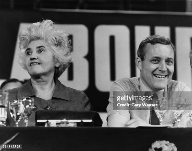 Scottish Labour politician Jennie Lee , Minister for the Arts, with Anthony Wedgwood-Benn , the Minister of Technology, at the opening session of the...