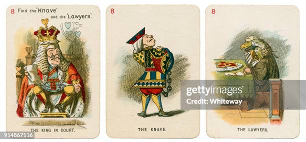 alice in wonderland playing cards 1898 set 8 - alice in wonderland fictional character stock pictures, royalty-free photos & images